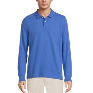 NWT J.CREW Men's Pique Polo Shirt Long Sleeves Canal Blue Sizes L-Tall